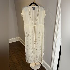 Elegant Cream Embellished Swim Cover Up